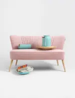 Retro 2-Sitzer Sofa Harry Rosé Meringue