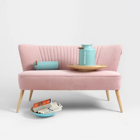 Retro 2-Sitzer Sofa Harry Rosé Meringue