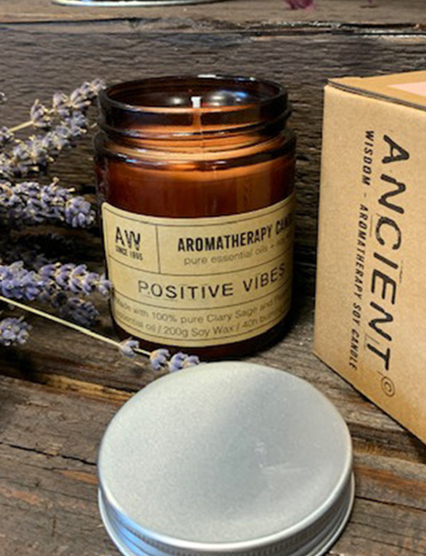 Aromatherapie Sojakerze Positive Vibes Verpackun