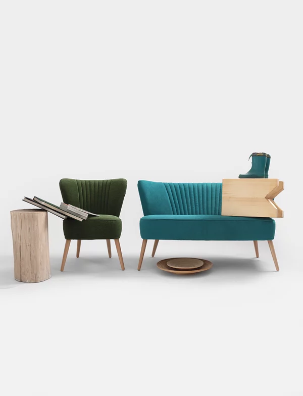 Retro 2-Sitzer Sofa Harry | Turquoise