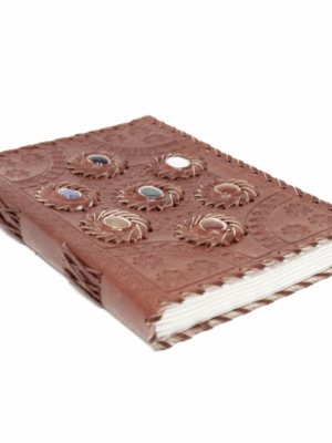 Echtleder Notizbuch Chakra Steine 22x15cm