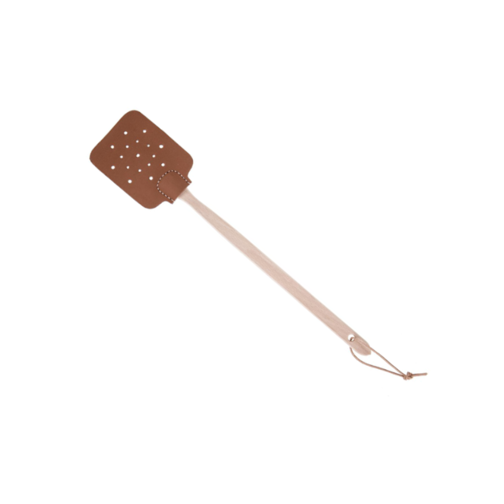 Fliegenklatsche aus Buche und Leder