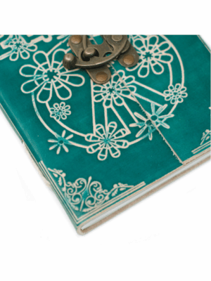 Ledernotizbuch grün Peace detail
