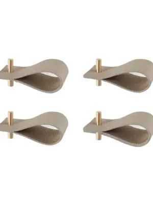 Leder Serviettenringe Beige 4er-Set Messing