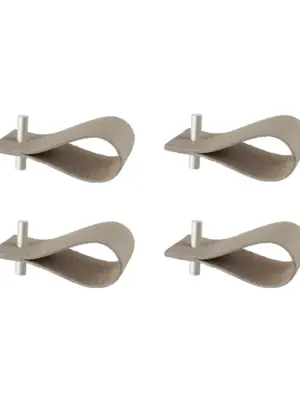 Leder Serviettenringe Beige 4er-Set Silber