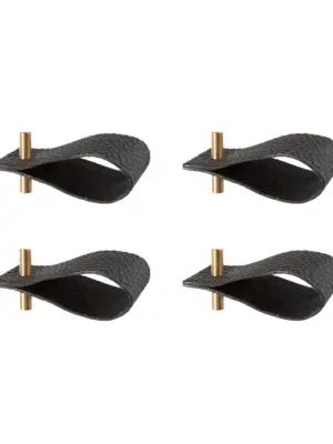 Leder Serviettenringe Black 4er-Set Messing