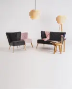 Retro 2-Sitzer Sofa Harry Grey Elderberry