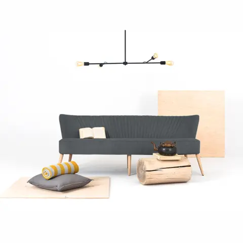 Retro 3-Sitzer Sofa Harry RV96 Grey Elderberry Wohnen