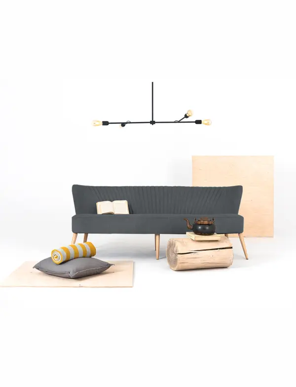 Retro 3-Sitzer Sofa Harry Grey Elderberry